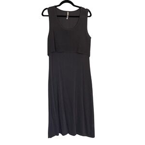 MIILLA Womens Sleeveless Knit Layered Maxi Dress Dark‎ Gray Size L